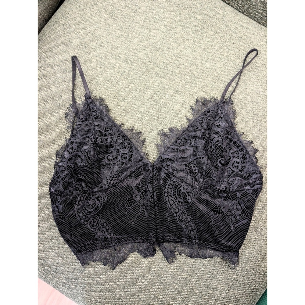Black‎ Floral Eyelash Lace Bralette Corset Fairy Romantic Whimsigoth Womens 4